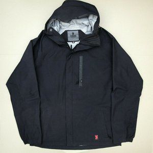 Chrome Industries Mens Medium Black Hooded Zip Rain Jacket